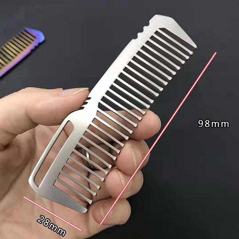 Mini peine de aleación de titanio portátil Antiestático EDC Gear Peines peine de titanio peine Peines de pelo (plata)