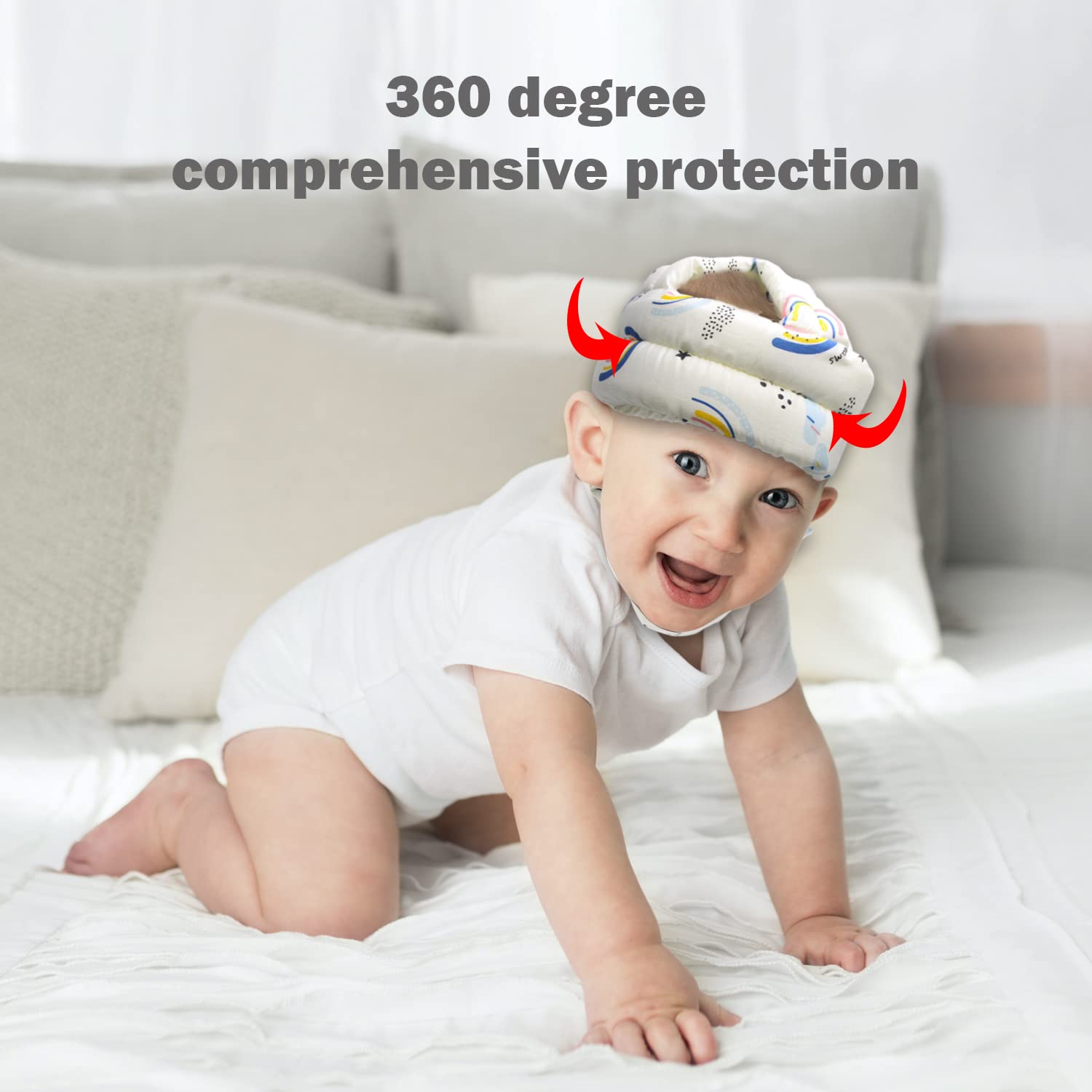 Protector de cabeza de bebé, casco de bebé para gatear, caminar, sin golpes, cabeza de seguridad, gorra protectora ajustable para caminar, jugar