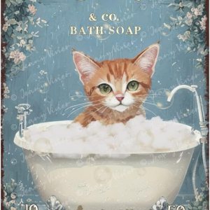 Zomyto Divertido arte de pared de gato en la bañera, impresiones en lienzo para decoración de pared, letrero de baño de gato, rústico, decoración de Zomyto Divertido arte de pared de gato en la bañera, impresiones en lienzo para decoración de pared, letrero de baño de gato, rústico, decoración de