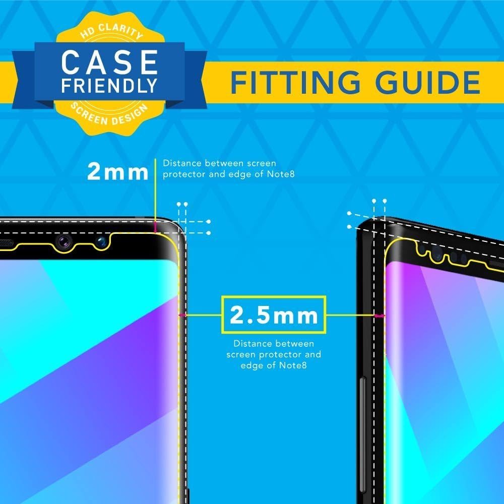 Armor Suit MilitaryShield – Protector de pantalla compatible con Samsung Galaxy Note 8 (compatible con fundas), película transparente HD antiburbujas