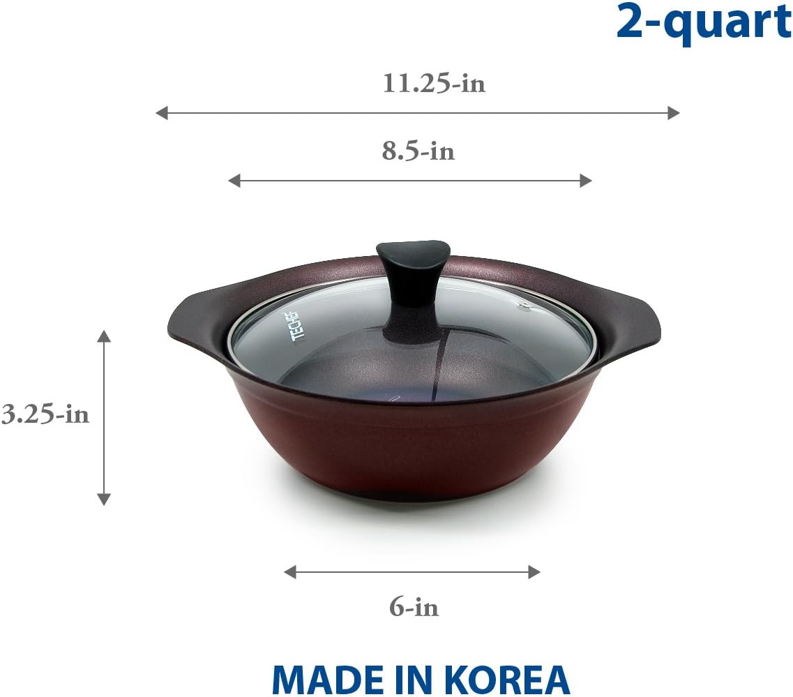 TECHEF – Colección Art Pan, Olla de sopa con tapa de cristal, fabricada en Corea (2 cuartos de galón)