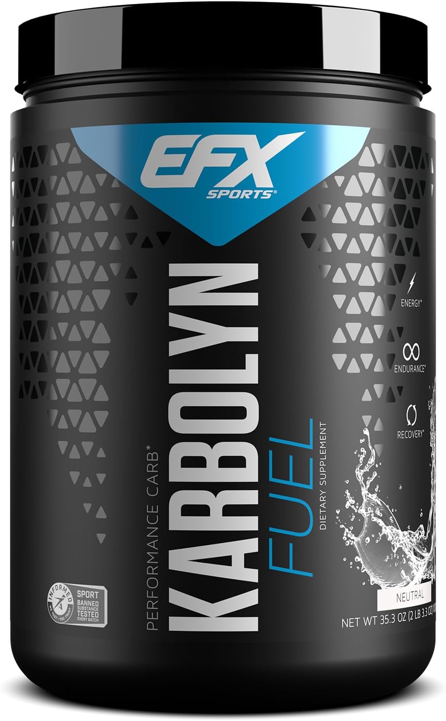 EFX Sports Karbolyn Fuel  Polvo de carbohidratos de absorción rápida  Carga de carbohidratos, energía sostenida, recuperación rápida  Sin