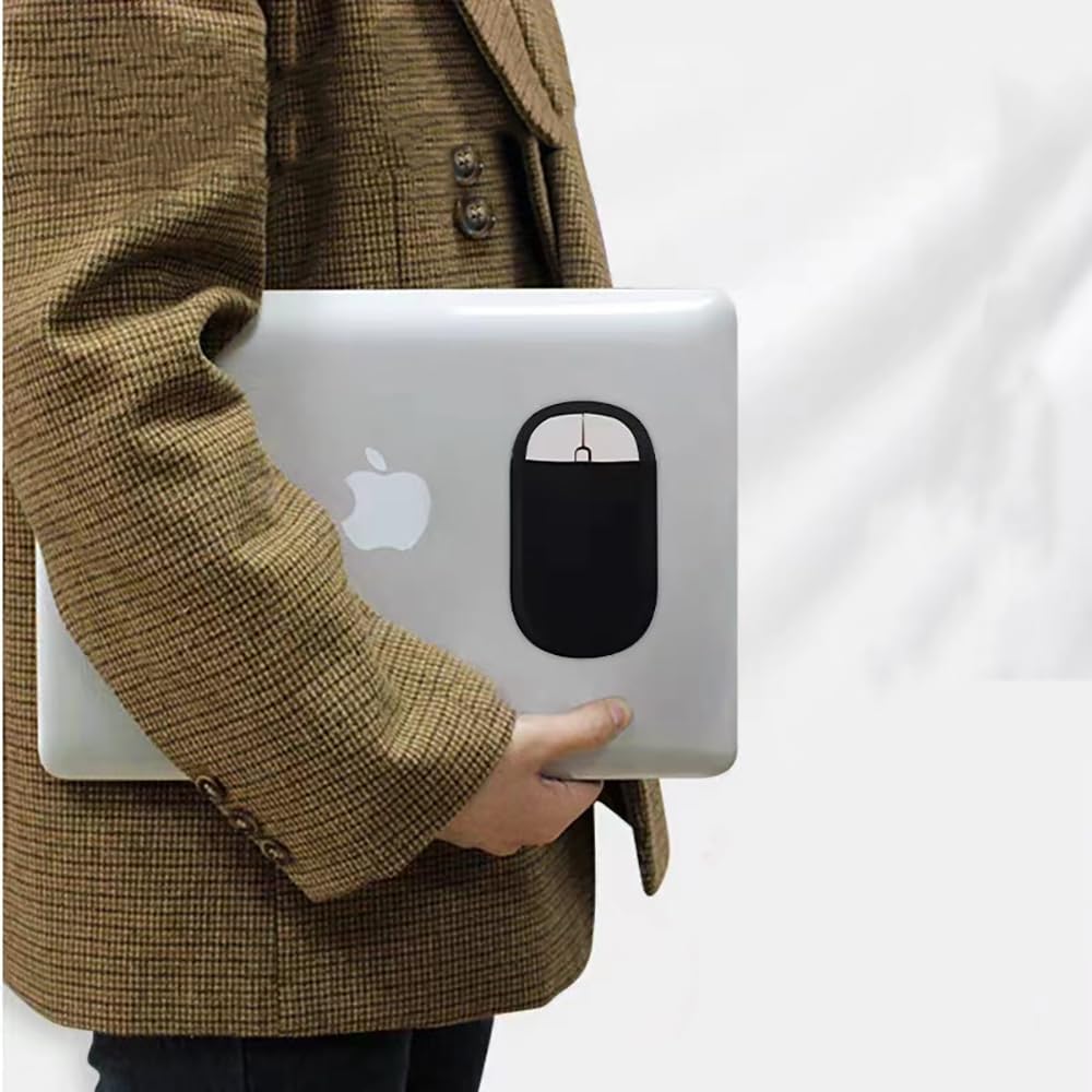 AubRie Bolsa universal para mouse adhesiva, soporte inalámbrico adhesivo reutilizable, sin residuos de pegamento, compatible con Apple Mouse y otros