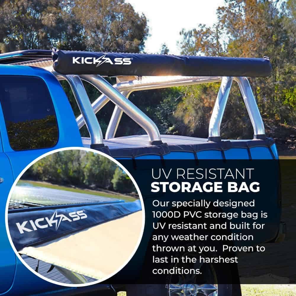 KICKASS Toldo resistente de 6.5 x 8 pies, con tira de luz LED, montado en el automóvil, fácil de instalar, perfecto para furgonetas, velocistas,