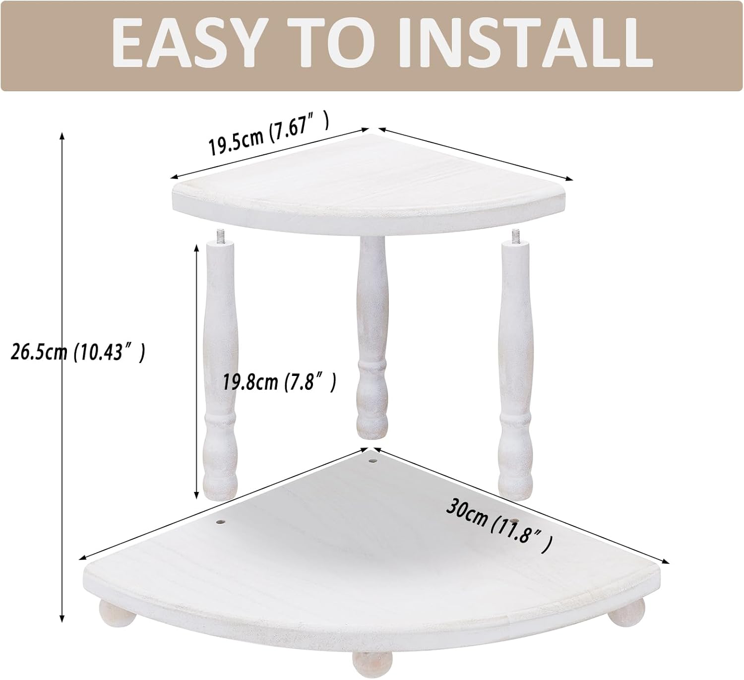 VIVIRBIEN Estante esquinero de madera de 2 niveles, decoración de granja, bandeja escalonada, soporte de bandeja para decoración de cocina para