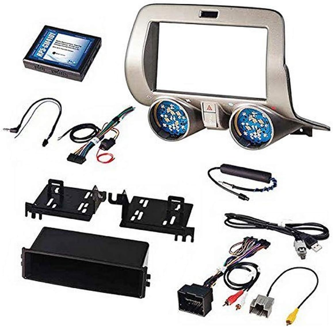 PAC Chevrolet Camaro (2010-2015) Kit de repuesto de radio integrado, conserva controles de clima, Bluetooth OEM, radios DIN simple o doble