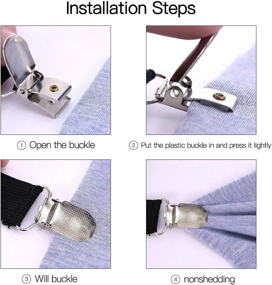 Clips ajustables para sábanas, correas de soporte y tirantes, agarre, se extienden de 21 a 80 pulgadas, bandas elásticas de estilo largo, traje