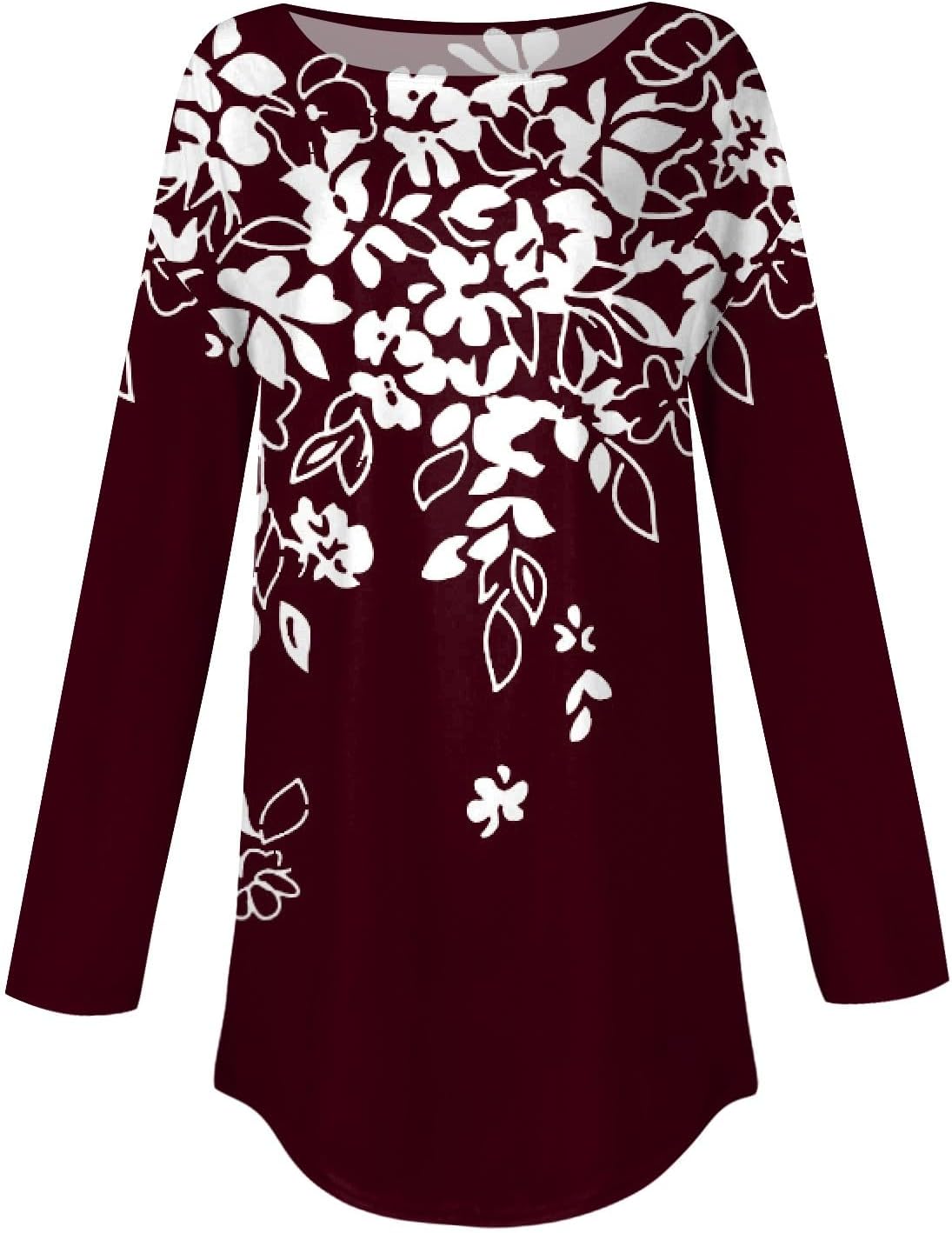 Camisetas casuales para mujer, de manga larga, cuello redondo, para otoño, talla grande, para invierno, color sólido, sudaderas sueltas