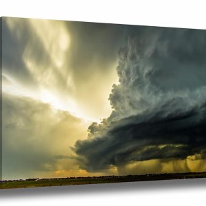 Storm Canvas Wall Art (Ready to Hang) Gallery Wrap of Supercell Thunderstorm in Evening Sunlight in Oklahoma Extreme Weather Photo Nature Decor Storm Canvas Wall Art (Ready to Hang) Gallery Wrap of Supercell Thunderstorm in Evening Sunlight in Oklahoma Extreme Weather Photo Nature Decor