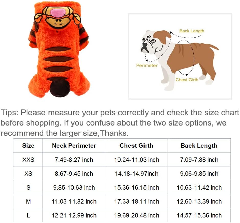 AIHANCH Disfraz de tigre para perro, ropa de terciopelo suave para perro, sudadera con capucha para perro, divertido disfraz de Halloween para