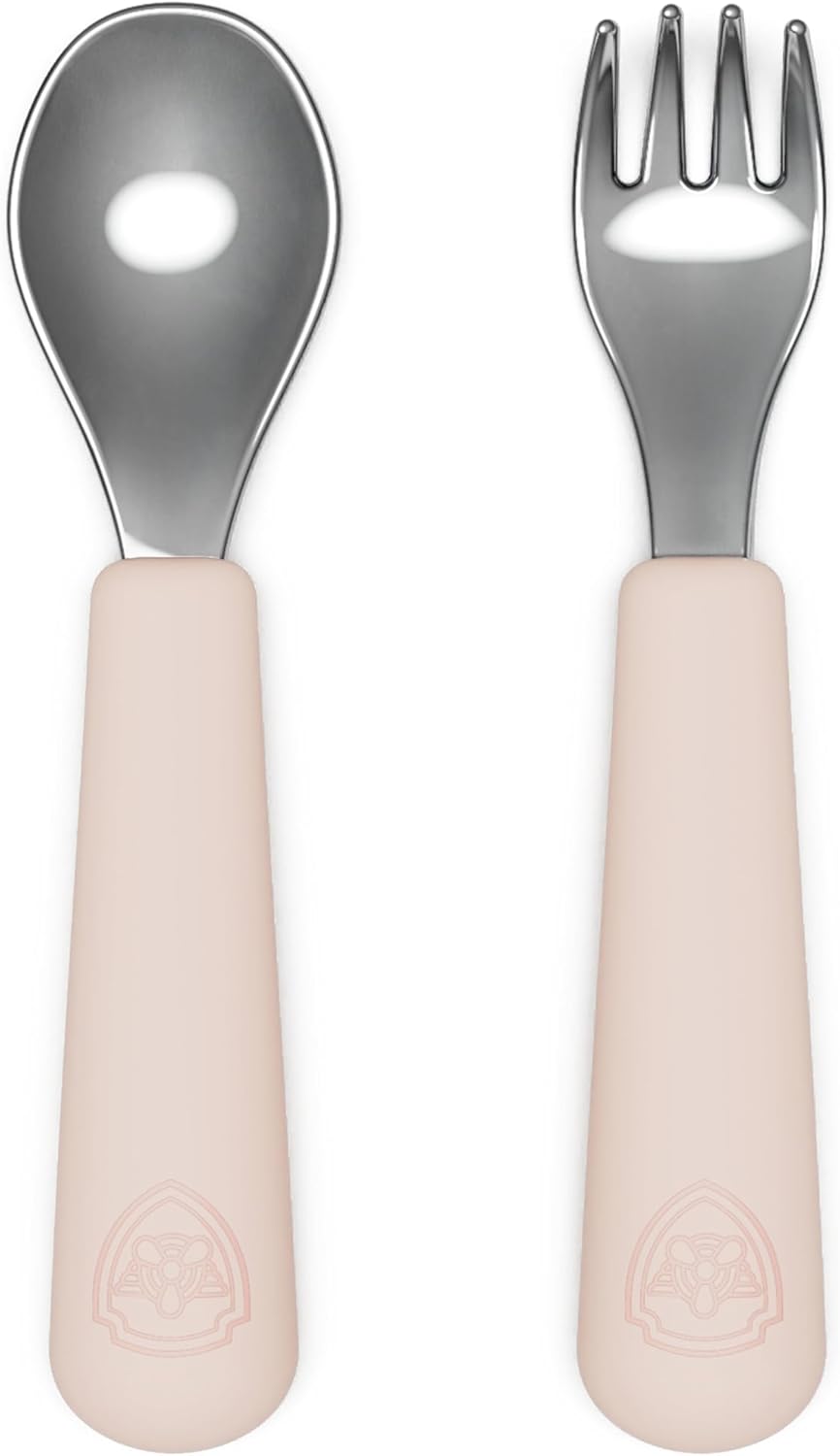 Lalo PAW Patrol Utensils – Juego de tenedor y cuchara para niños pequeños – Utensilios ergonómicos de acero inoxidable y silicona para niños – Juego
