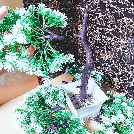 Árbol bonsái artificial, planta bonsái artificial para decoración del hogar, plantas de interior, árbol de gran tamaño con maceta (blanco)