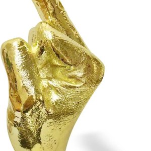 Gold Polyresin Hand Gesture Peace Sign Decor Boho Shelf Decor Accents Knick Knacks Middle Finger Practical Joke Halloween Prank Gifts (Middle-gole) Gold Polyresin Hand Gesture Peace Sign Decor Boho Shelf Decor Accents Knick Knacks Middle Finger Practical Joke Halloween Prank Gifts (Middle-gole)