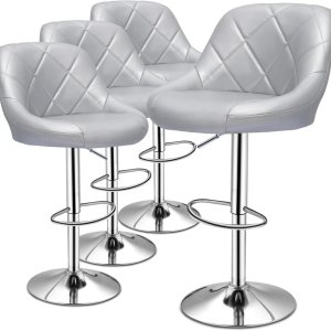 MoNiBloom Taburete para encimera de cocina, Taburetes de bar giratorios ajustables en altura, Taburetes de barra de mostrador de cocina de cuero PU MoNiBloom Taburete para encimera de cocina, Taburetes de bar giratorios ajustables en altura, Taburetes de barra de mostrador de cocina de cuero PU