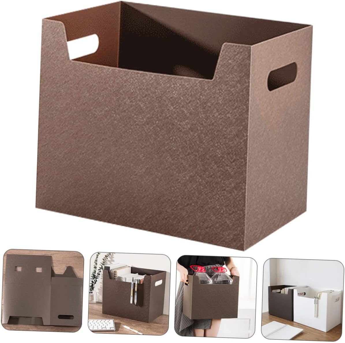 EXCEART Caja de almacenamiento de 4 piezas, organizador de archivos, cestas plegables para estantes de escritorio, organizador de oficina, cesta