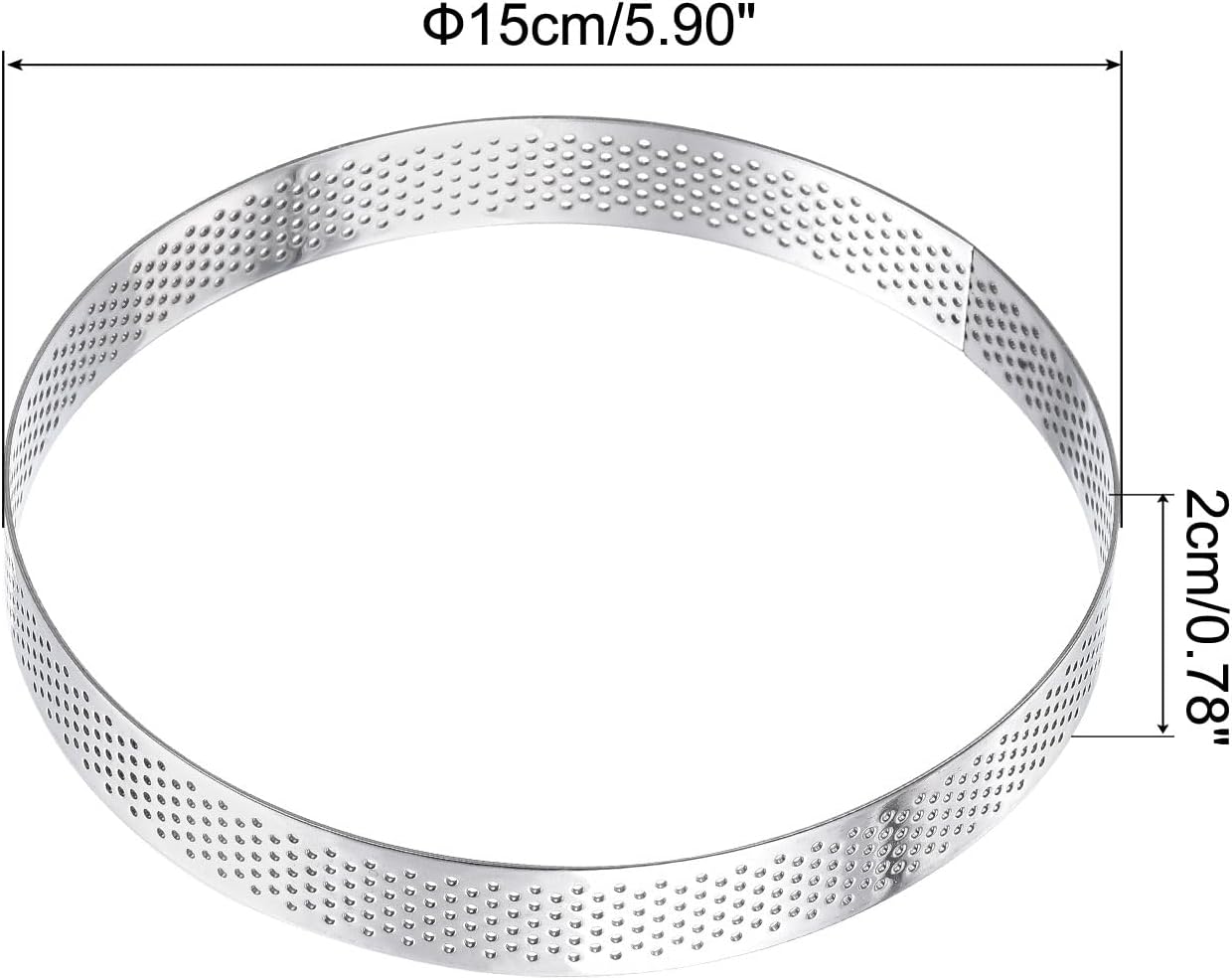 uxcell Anillos pequeños de acero inoxidable para tartas, anillo perforado para mousse, para hornear cocina, resistente al calor, 5.9 pulgadas de