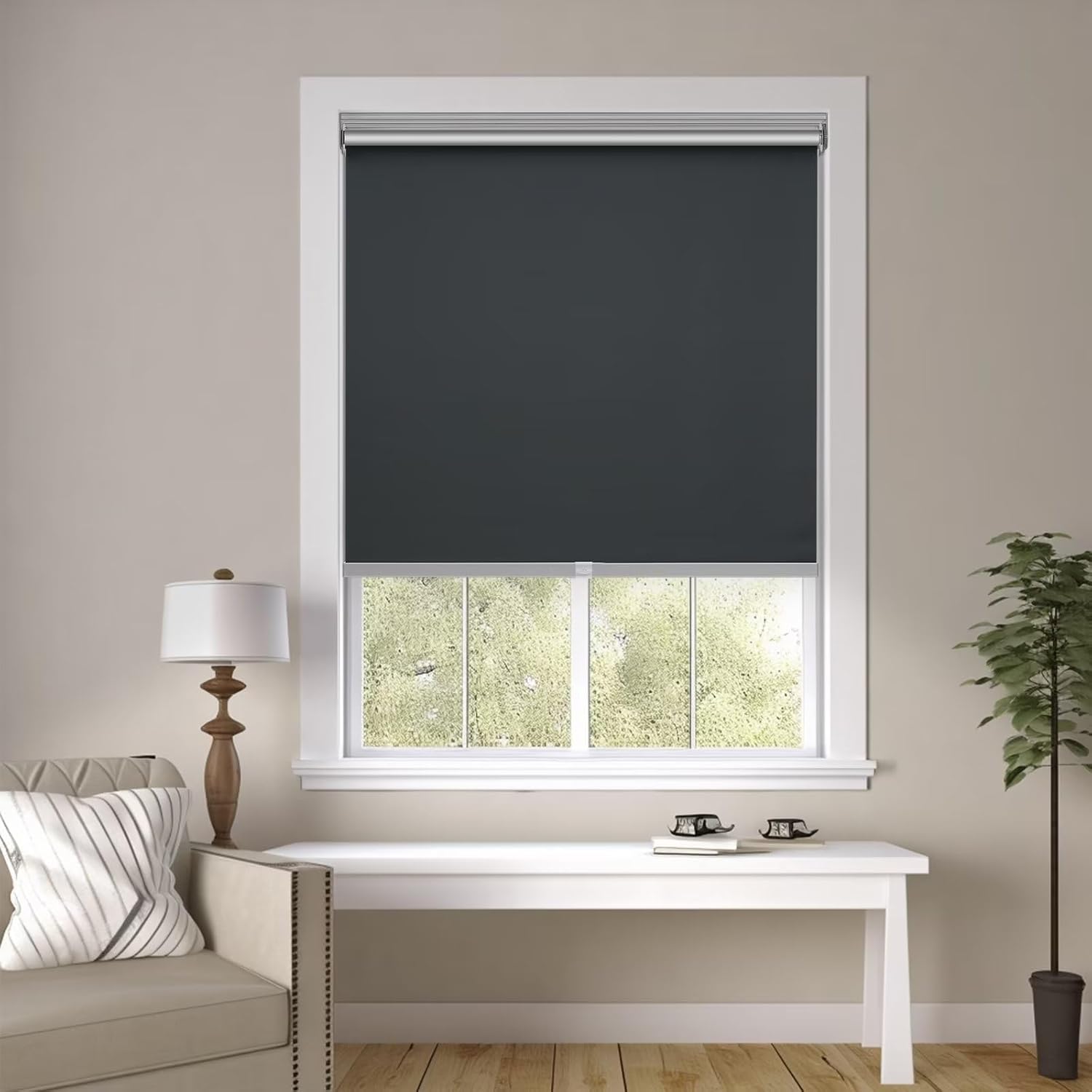 Changshade – Cortina enrollable sin cordón y opaca, oscurecimiento de la habitación, persiana enrollada, para bloqueo de la luz, protección solar,