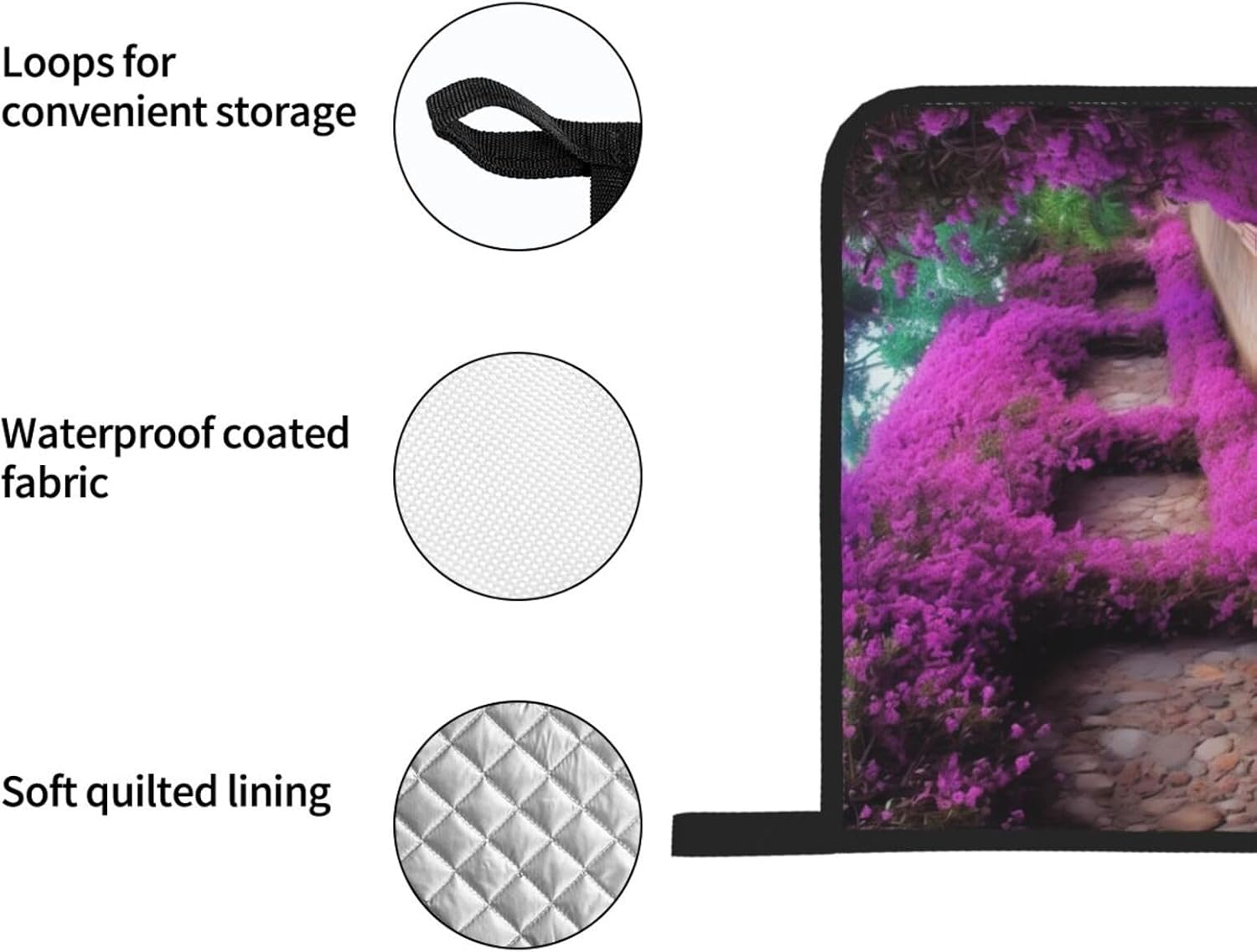Purple Floral Blooming Path Print Oven Mitts and Pot Holders Heat Resistant Oven Gloves and Hot Pads Gloves Set for Baking