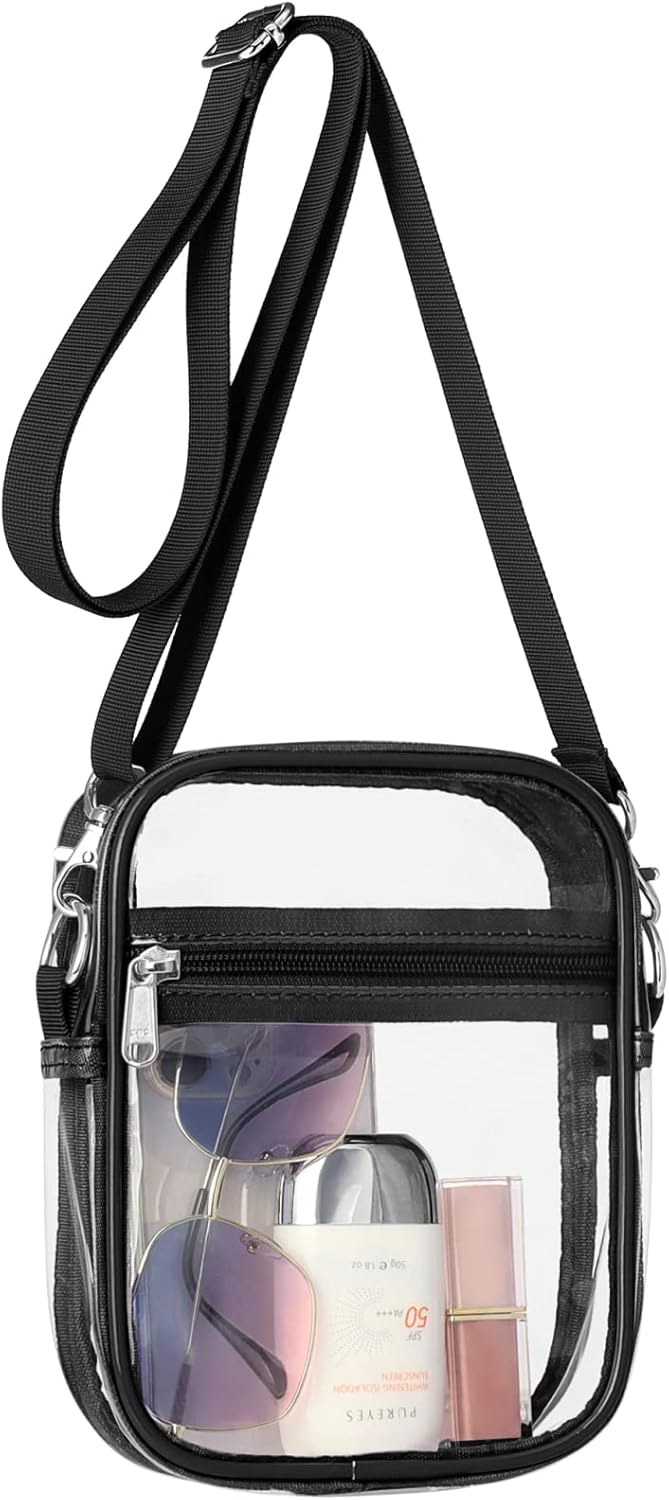 PACKISM Paquete de 3 bolsas de aseo aprobadas por la TSA y bolsa transparente aprobada por estadios, paquete de 3 unidades, grande negro y mini