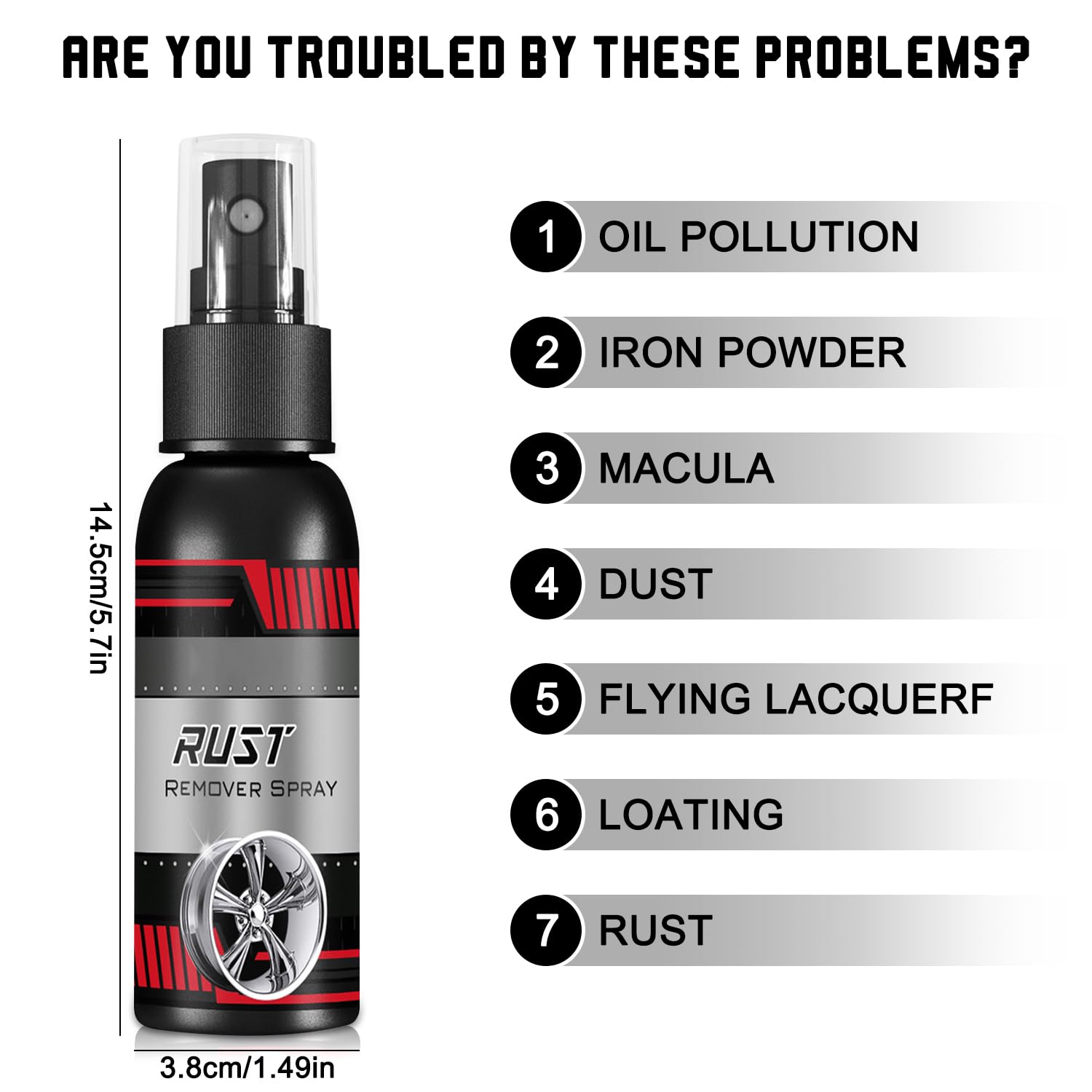 Aerosol de eliminación de óxido de automóvil de 3.4 fl oz para removedor de óxido de metal multifuncional, convertidor de óxido de pintura metálica