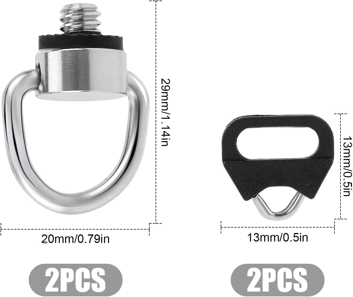 NQEUEPN 2 soportes para tornillos de correa para el cuello de la cámara, anillo de acero inoxidable, anillo D, correa para el cuello de la cámara,