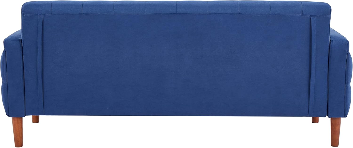Aoowow Sofás y sofás de tela de lino de 78 pulgadas de largo, sofá moderno de mediados de siglo con 2 almohadas, reposabrazos y patas de madera para