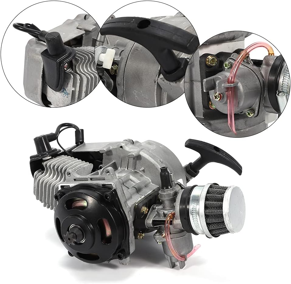 Motor de arranque de motor de 2 tiempos, motor de arranque de 47 cc, 49 cc, motor de un solo cilindro, refrigerado por aire, kit completo de motor