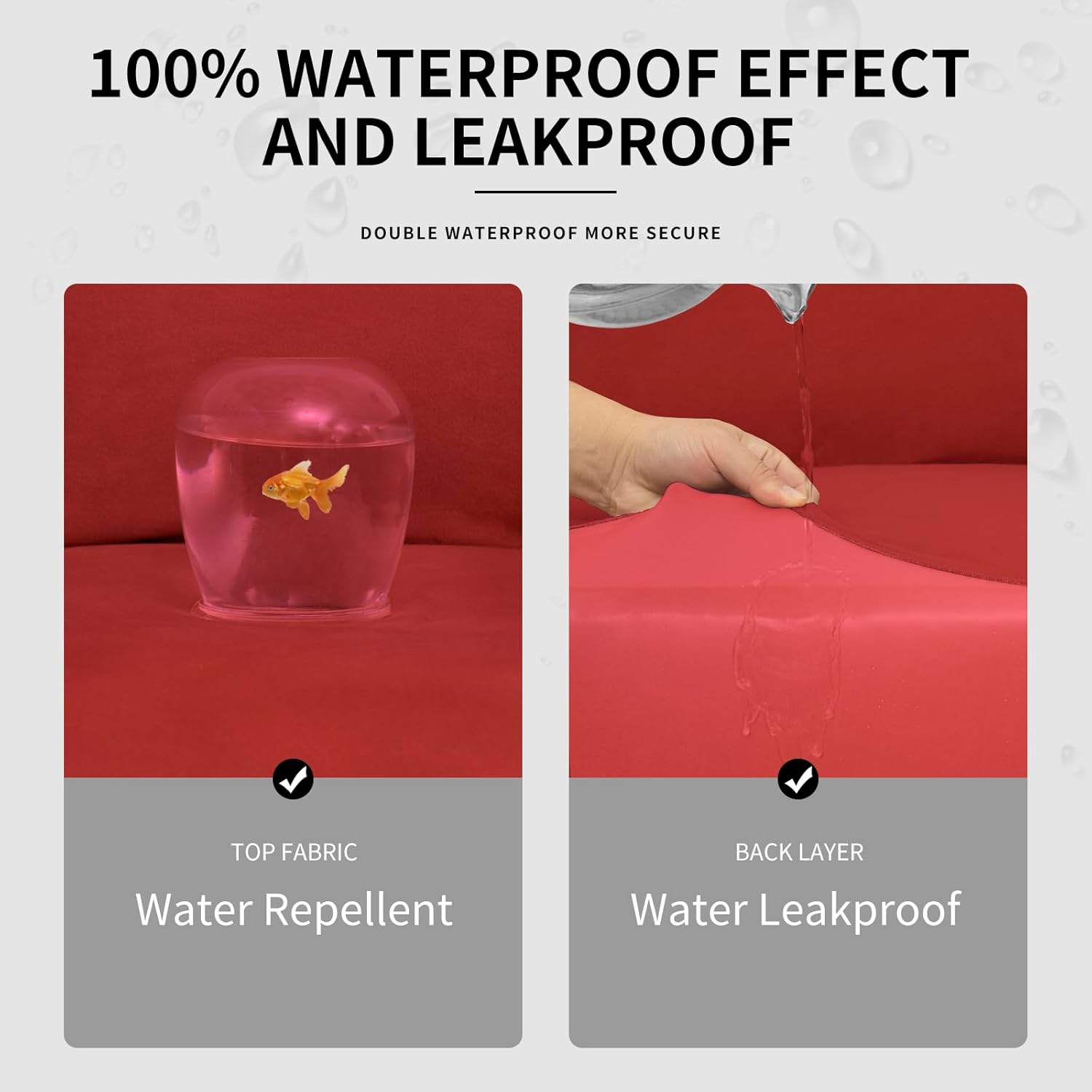 Easy-Going Funda elástica de gran tamaño, suave, 100 % impermeable, funda de sofá adicional para sofá de 3 cojines separados, protector de muebles a