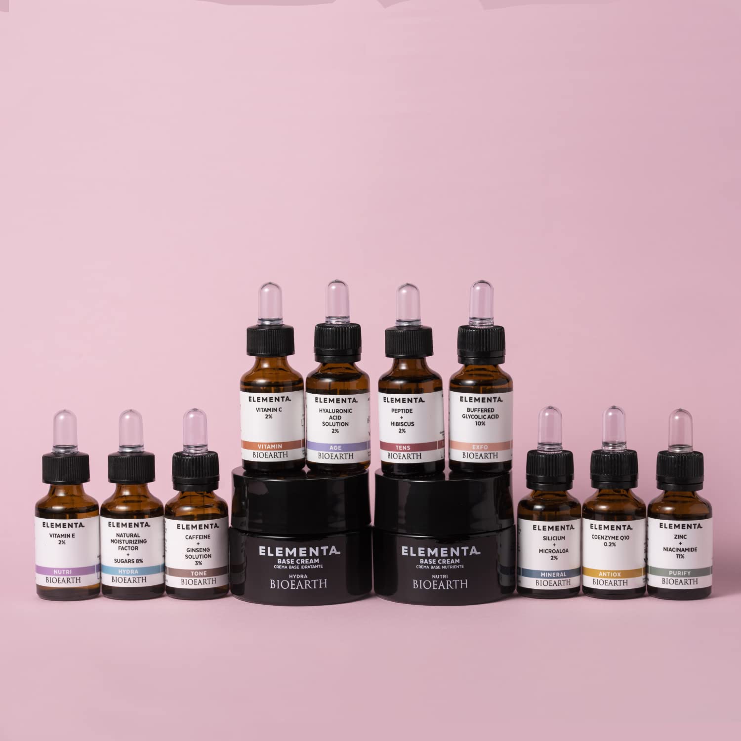 Bioearth Elementa, AGE – Suero facial con 2% de ácido hialurónico y aloe vera orgánico, hidratante y reafirmante, fabricado en Italia, vegano,