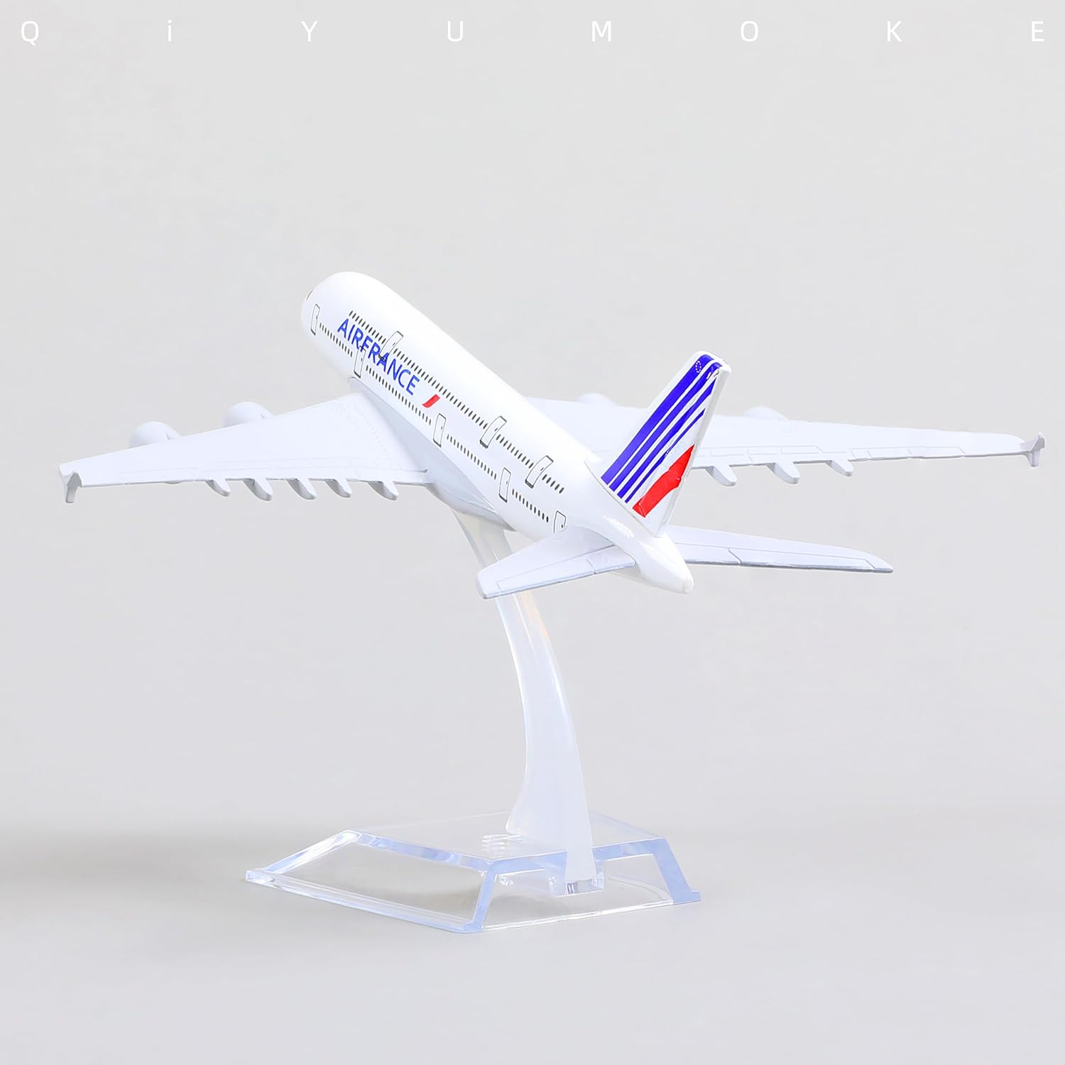 QIYUMOKE Airbus A380 France 1400 Modelo de avión de metal fundido a presión con soporte Sky Jumbo Airliner Modelo Avión Pantalla de aleación Kit de