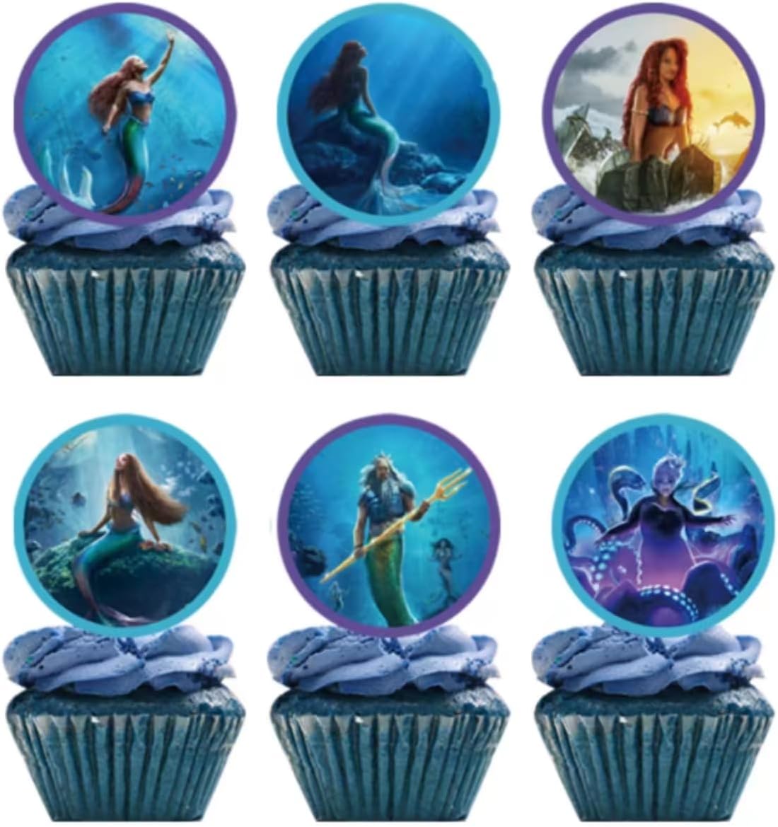 25 decoraciones de pastel de cumpleaños de sirena, decoraciones de fiesta de cumpleaños de sirena, suministros de fiesta de sirena.