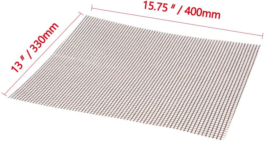 Juego de 4 alfombrillas de malla para barbacoa, resistentes al calor, recubiertas de PTFE de fibra de vidrio de 15.75 x 13 pulgadas, antiadherentes