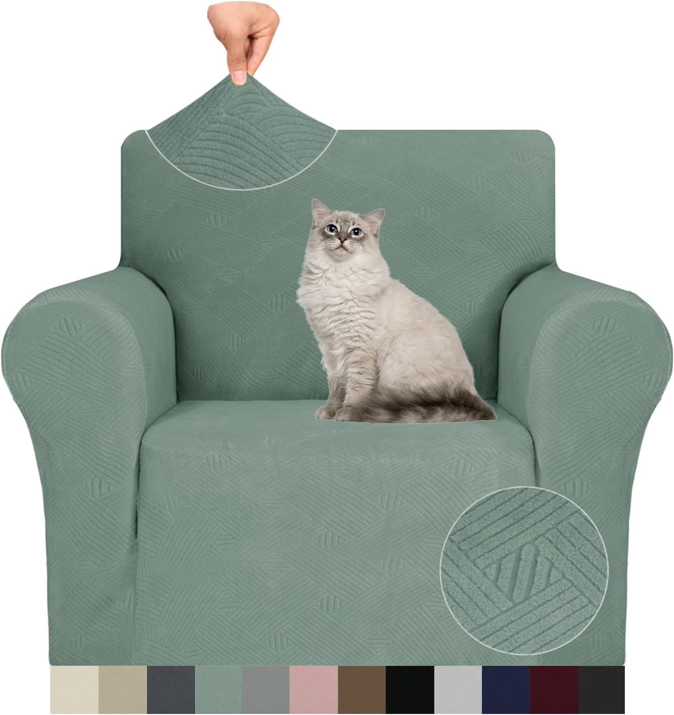 JIVINER Fundas súper elásticas para silla, 1 pieza, universales, de jacquard, para sillón, con cuadros pequeños, con parte inferior elástica (tamaño