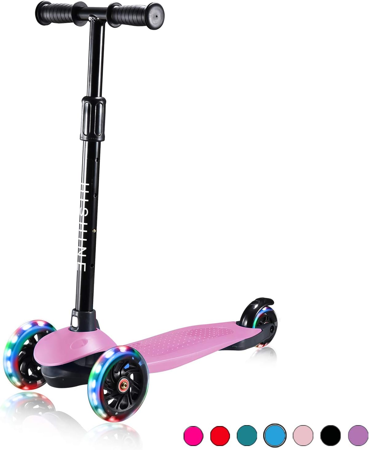 Patinete de 3 ruedas para niños de 3 a 5 años, scooter con ruedas de luz LED, scooter para niños con altura ajustable, inclinación para conducir,