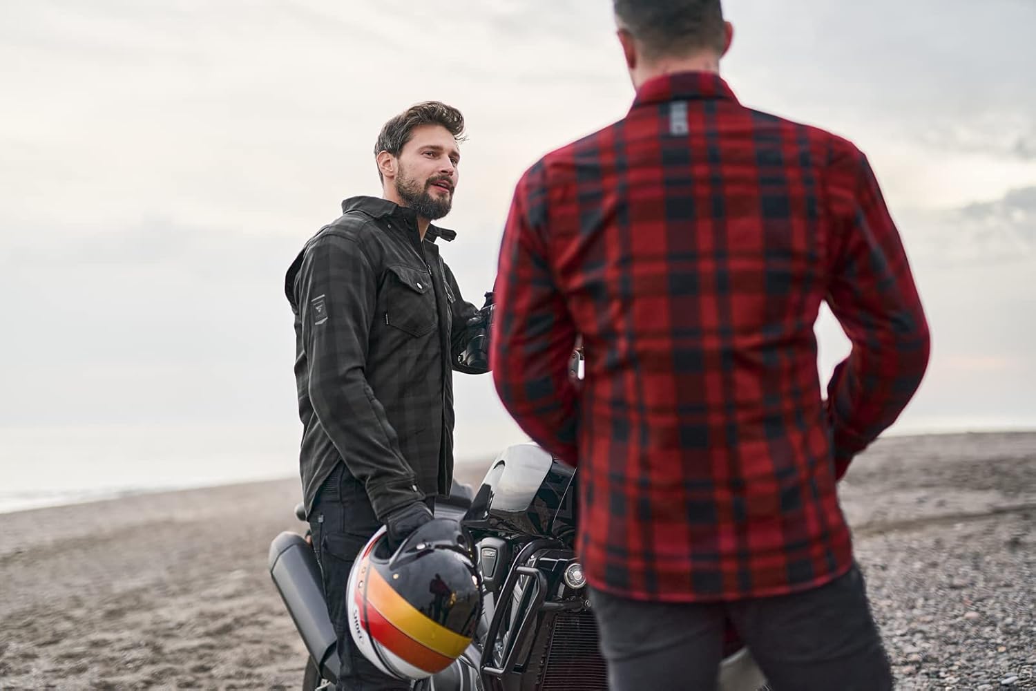 SHIMA RENEGADE MEN 2 Camisa de motocicleta para hombre  Chaqueta de franela de motociclista a cuadros blindados con fibra QL  Aramida y capa de