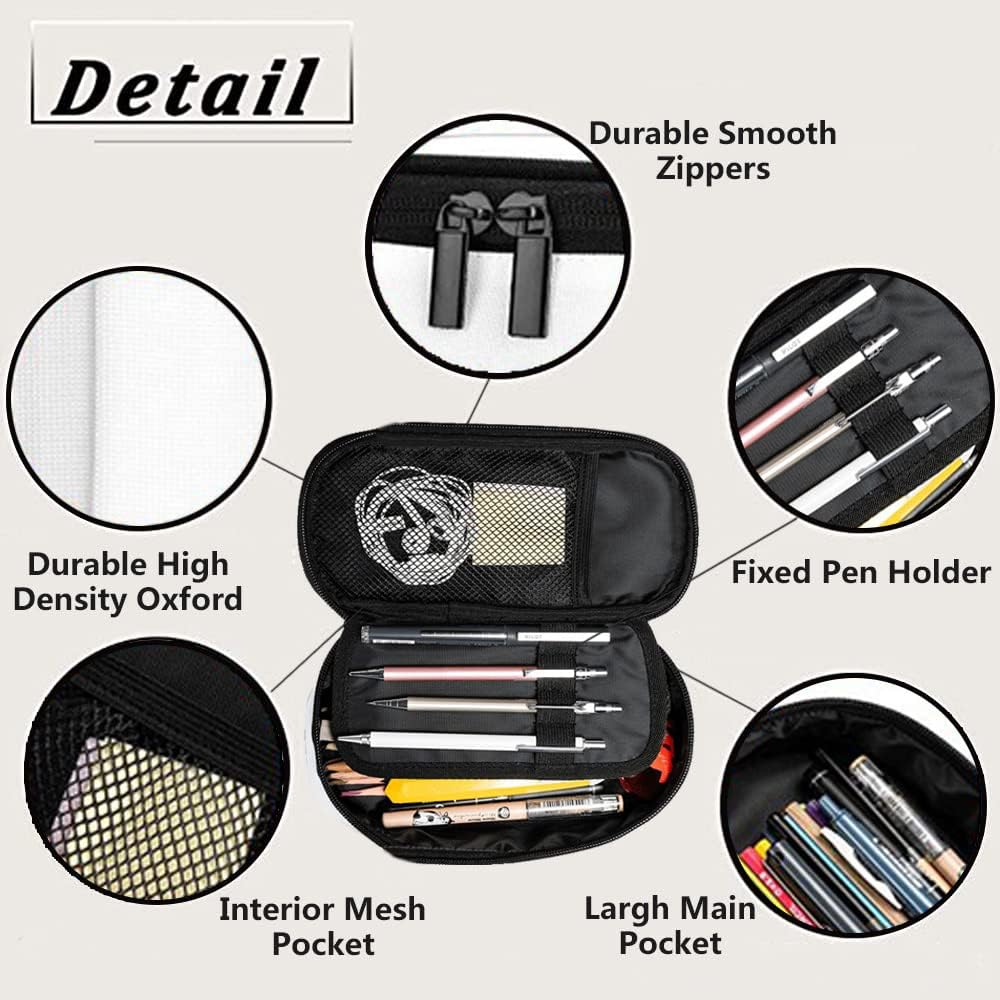 Estuche para lápices de notas musicales, gran capacidad, bolsa de maquillaje para oficina, universidad, color blanco y negro