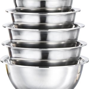 Juego de 5 tazones de acero inoxidable para mezclar de metal para el hogar, 1.52345 cuartos de galón, para el refrigerador, cocina, organizadores de Juego de 5 tazones de acero inoxidable para mezclar de metal para el hogar, 1.52345 cuartos de galón, para el refrigerador, cocina, organizadores de