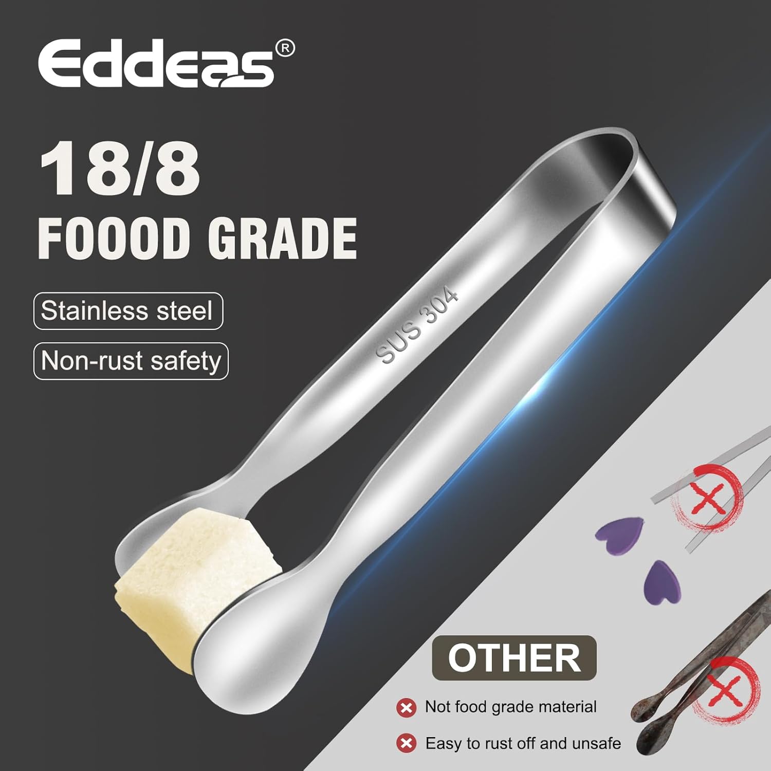 Mini pinzas para servir comida, juego de 8 pinzas pequeñas para aperitivos, pequeñas pinzas de cocina de metal de acero inoxidable, para barra de