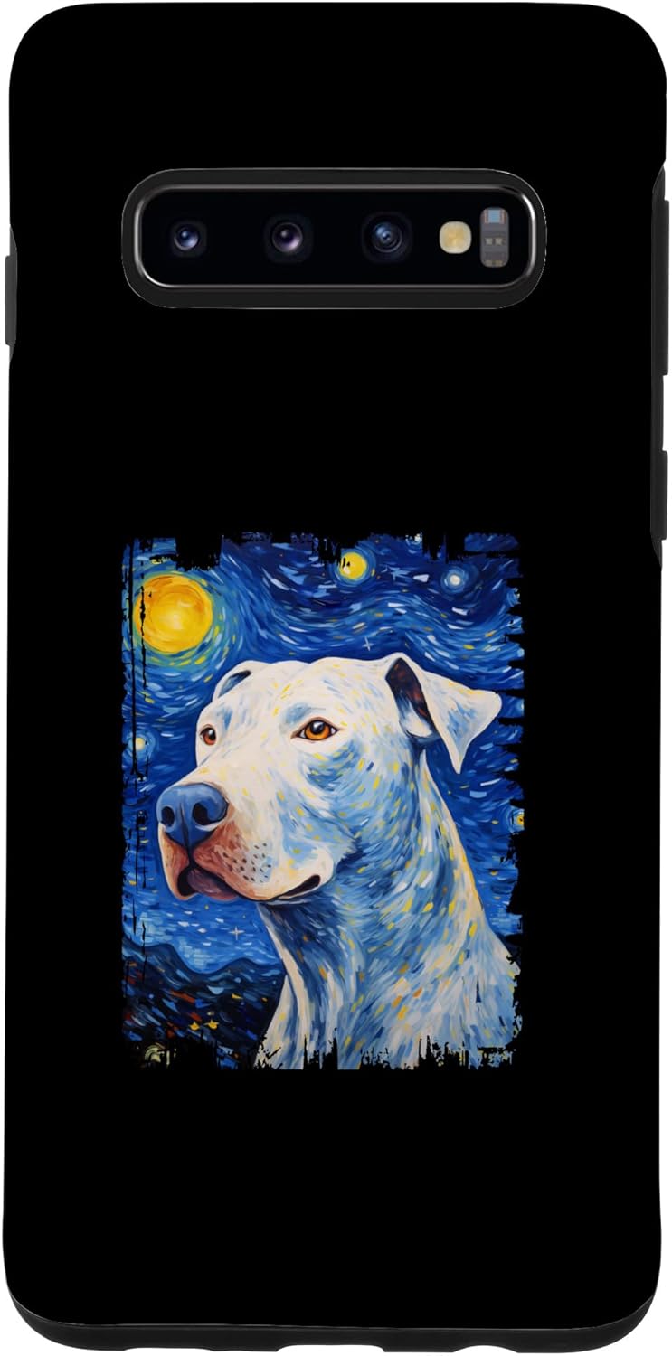 Galaxy S10 Dogo Argentino Dog Starry Night Painting Dog Mom Dad Case