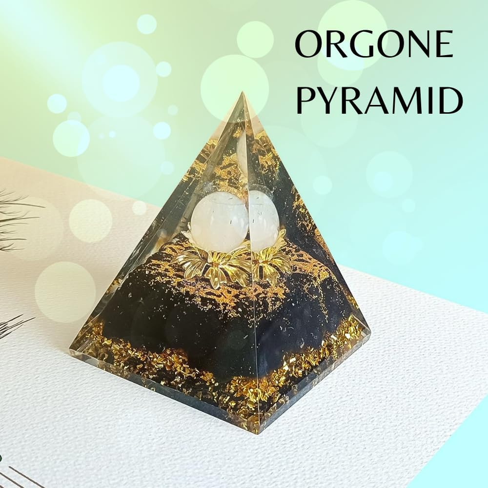 Pirámide de cristal de orgón, lapislázuli natural, pirámide de cristales curativos para protección de chakras, pirámide de constelación única para