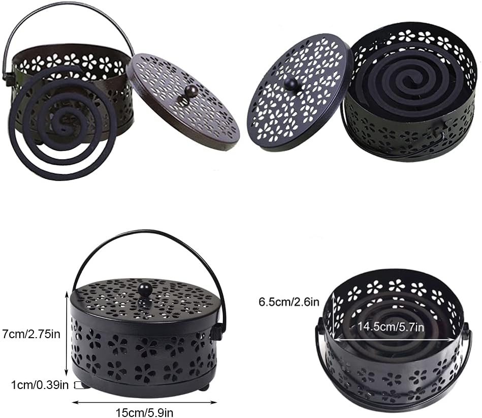 Mosquito Coil Holder Classic Design Portable Metal Inciense Holder Negro