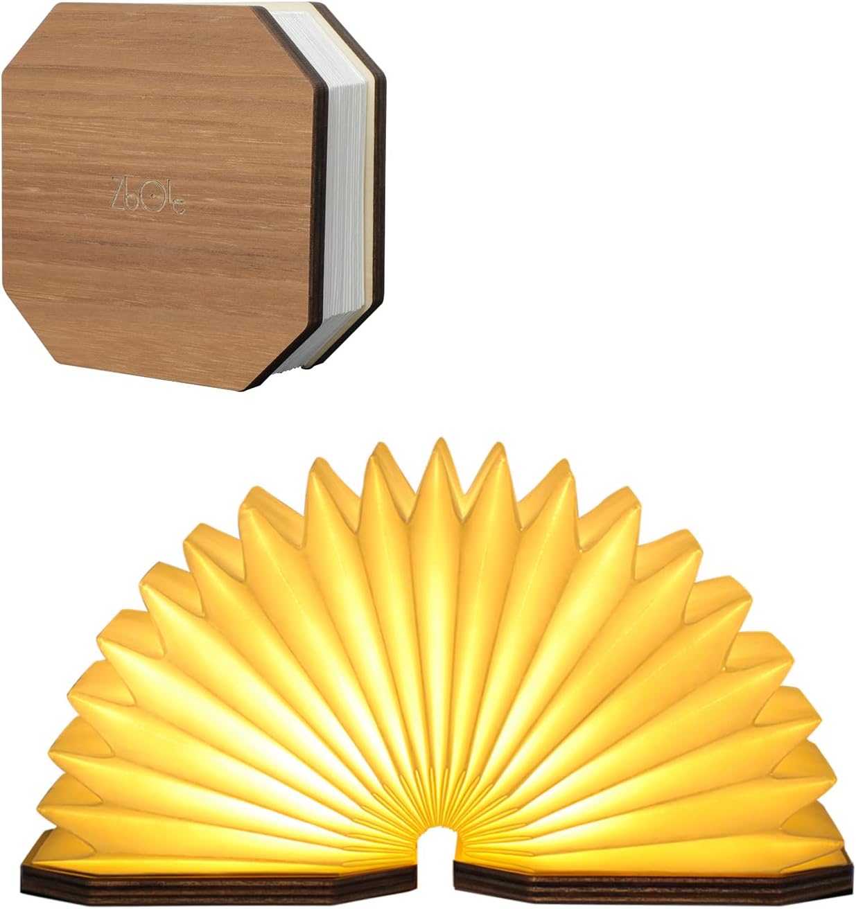 ZBOLE Originality – Lámpara plegable de órgano, lámpara de escritorio portátil de madera, iluminación ambiental, linterna de papel LED creativa con