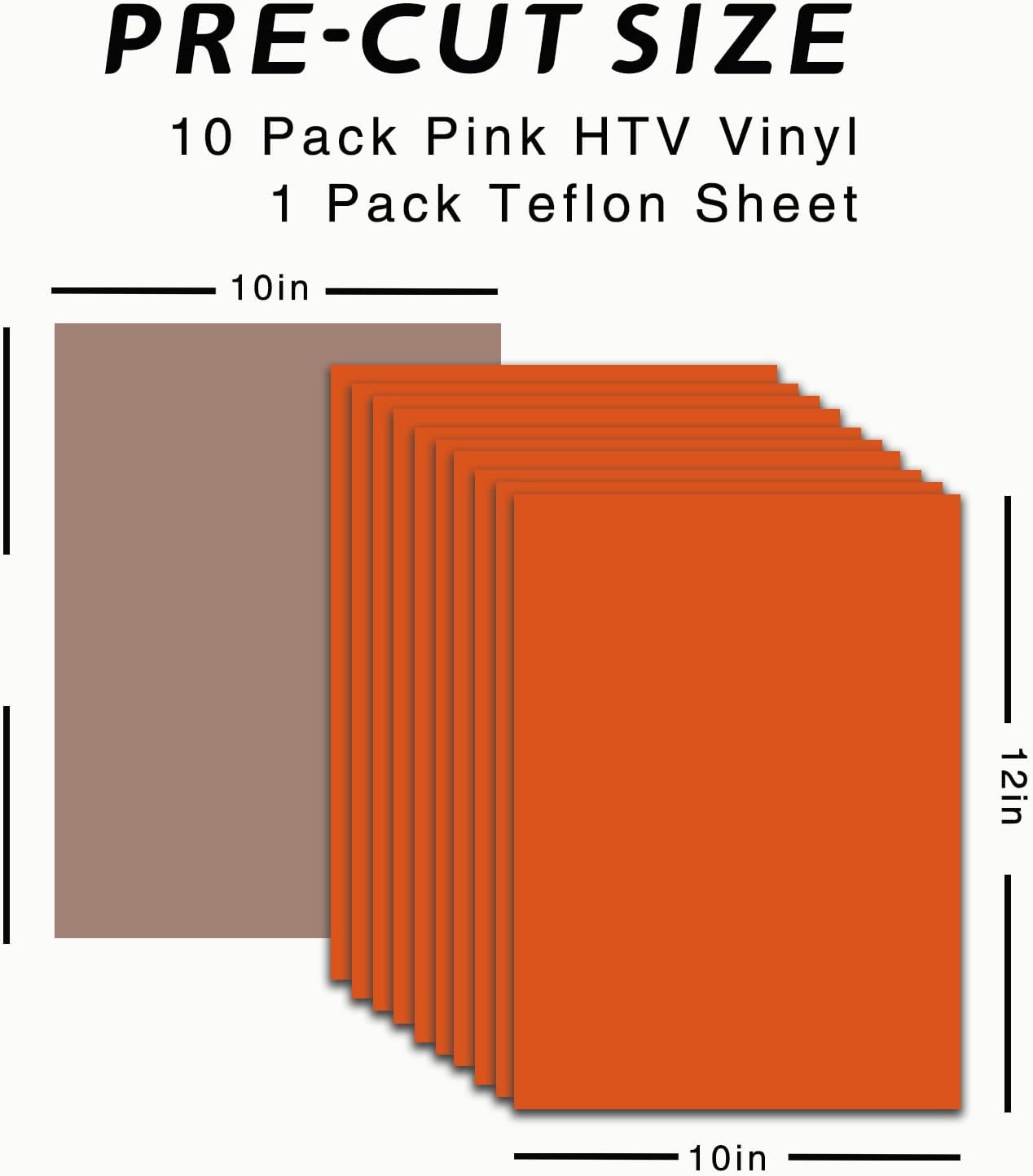 Paquete de 10 láminas de vinilo de transferencia de calor HTV naranja 10 hojas de 12 x 10 pulgadas – Vinilo naranja para planchar para camisetas,