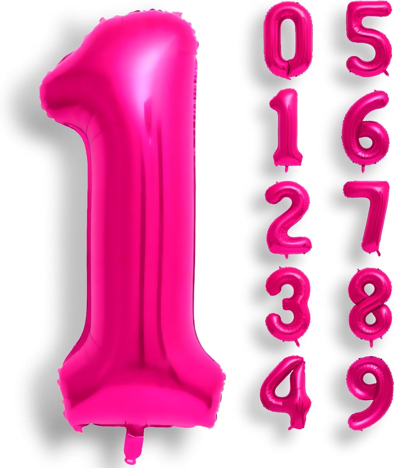 Globo de 40 pulgadas color rosa intenso número 1 para helio Mylar rosa brillante, suministros para decoración de banquetes de fiesta de cumpleaños,