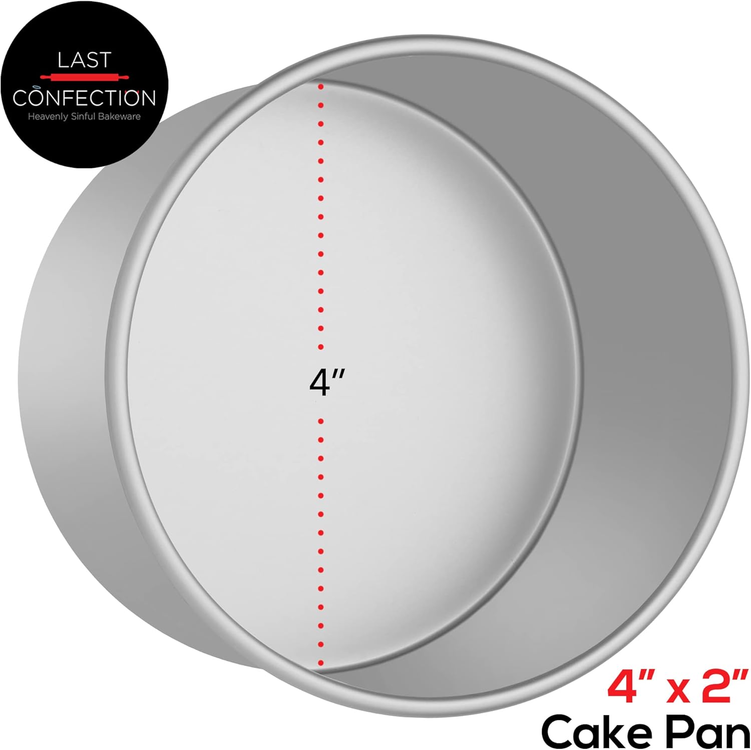 Last Confection Molde Redondo de Aluminio para Pastel Utensilios Profesionales para Hornear (varios tamaños), 4″ x 2″, Plateado