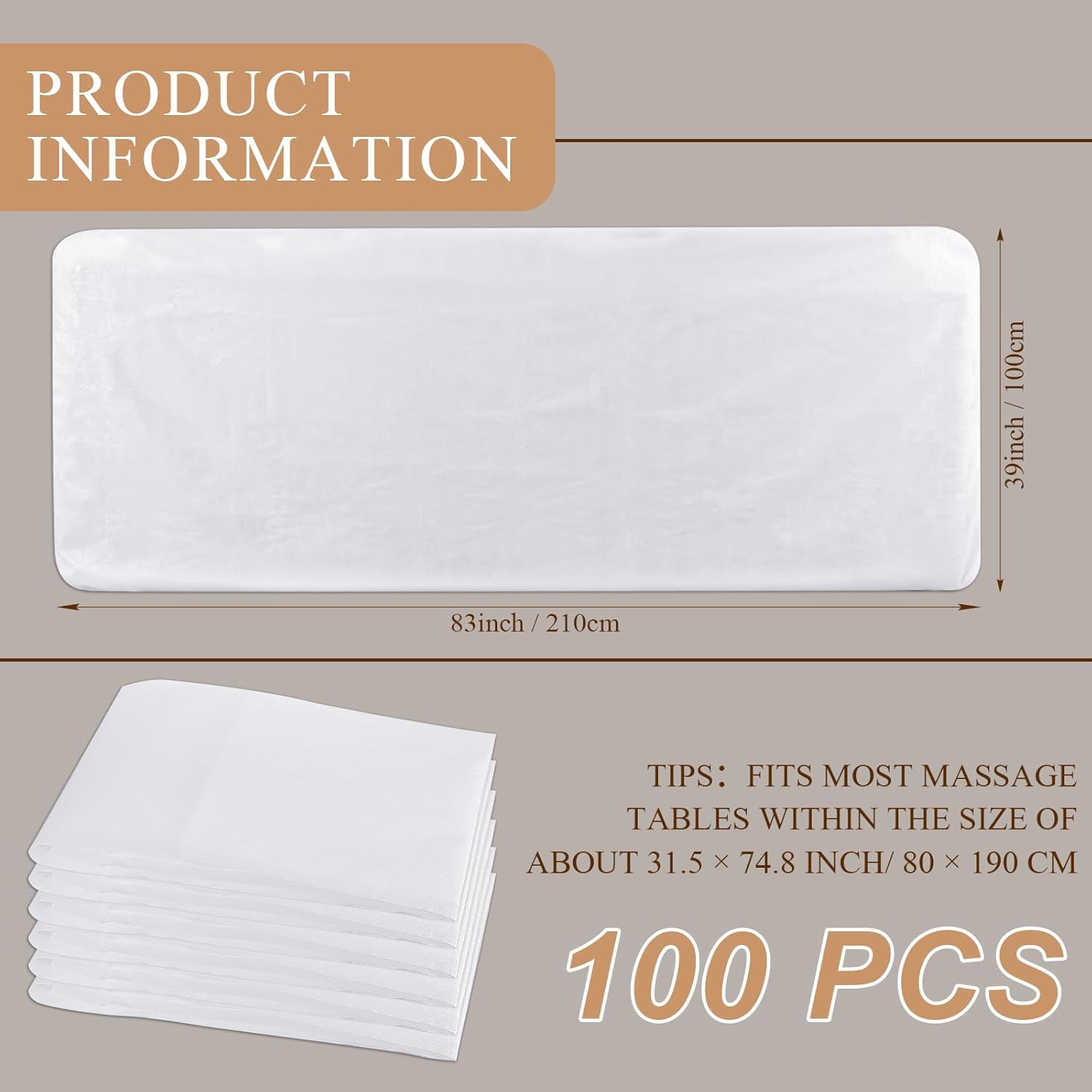 100 piezas de sábanas desechables para mesa de masaje, fundas de cama ajustadas, tela no tejida, cubierta de cama de spa para masaje, 39 x 83