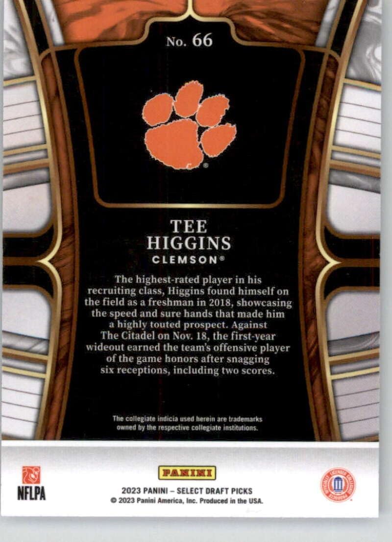 2023 Panini Select Draft Picks Blue #66 Tee Higgins Clemson Tigers Concourse Official NCAA Football Card in Raw (NM or Better) Condition