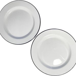 Thorness 2 platos llanos esmaltados blancos de 9.4 in  Plato esmaltado  Juego de 2 platos  Plato tradicional  Plato de cocina para tartas, Thorness 2 platos llanos esmaltados blancos de 9.4 in  Plato esmaltado  Juego de 2 platos  Plato tradicional  Plato de cocina para tartas,