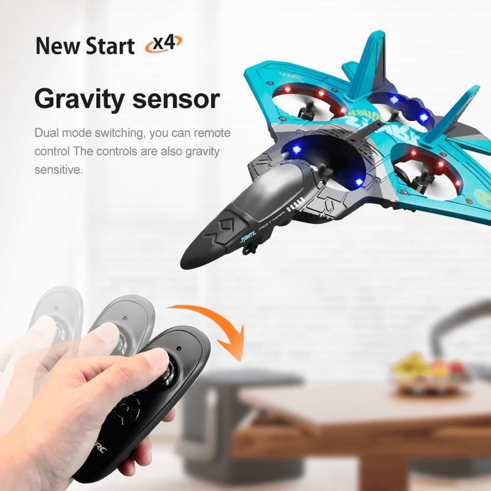V17 Jet Fighter Stunt Rc – Aviones RC de 2.4 GHz con sensor de gravedad – Aviones de control remoto con control remoto de giro de 360 y luz para