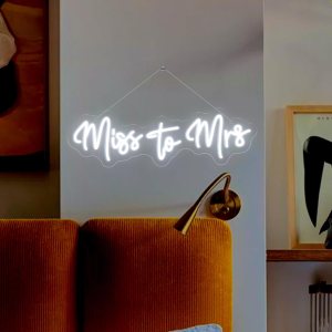 Señales de neón de Miss to Mrs para decoración de bodas, letrero de neón LED grande para compromiso, despedida de soltera, regalo de arte de Señales de neón de Miss to Mrs para decoración de bodas, letrero de neón LED grande para compromiso, despedida de soltera, regalo de arte de